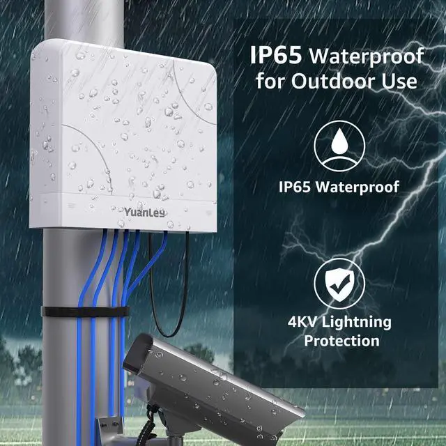 Alt view image 4 of 7 - 8-Port PoE Switch Gigabit- Waterproof Outdoor Ethernet Unmanaged Network Switch 1000Mbps, 120W Built-in Power, IEEE802.3af/at Support and Plug & Play, Ideal for Outdoor Use