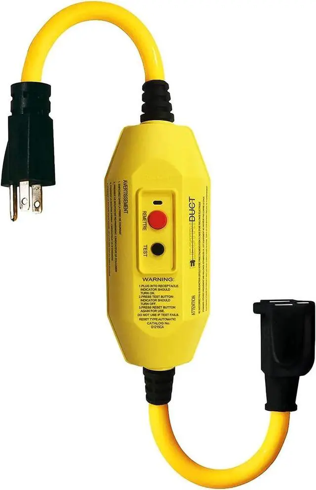 Main image of GFCI Inline with 18" Single Outlet Cord UL Outdoor Waterproof 15 Amp 12 Gauge Auto Reset GFI Adapter
