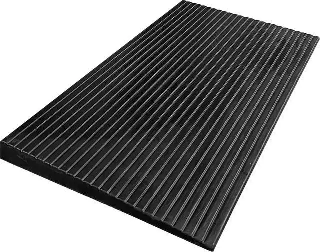 Alt view image 2 of 4 - 2.4" Non Slip Rubber Threshold Wheelchair Ramp for Accessibility | Use with Wheelchairs, Mobility Scooters for Home, Steps, Stairs, Doorways, Curbs - 40" W x 24" L Black