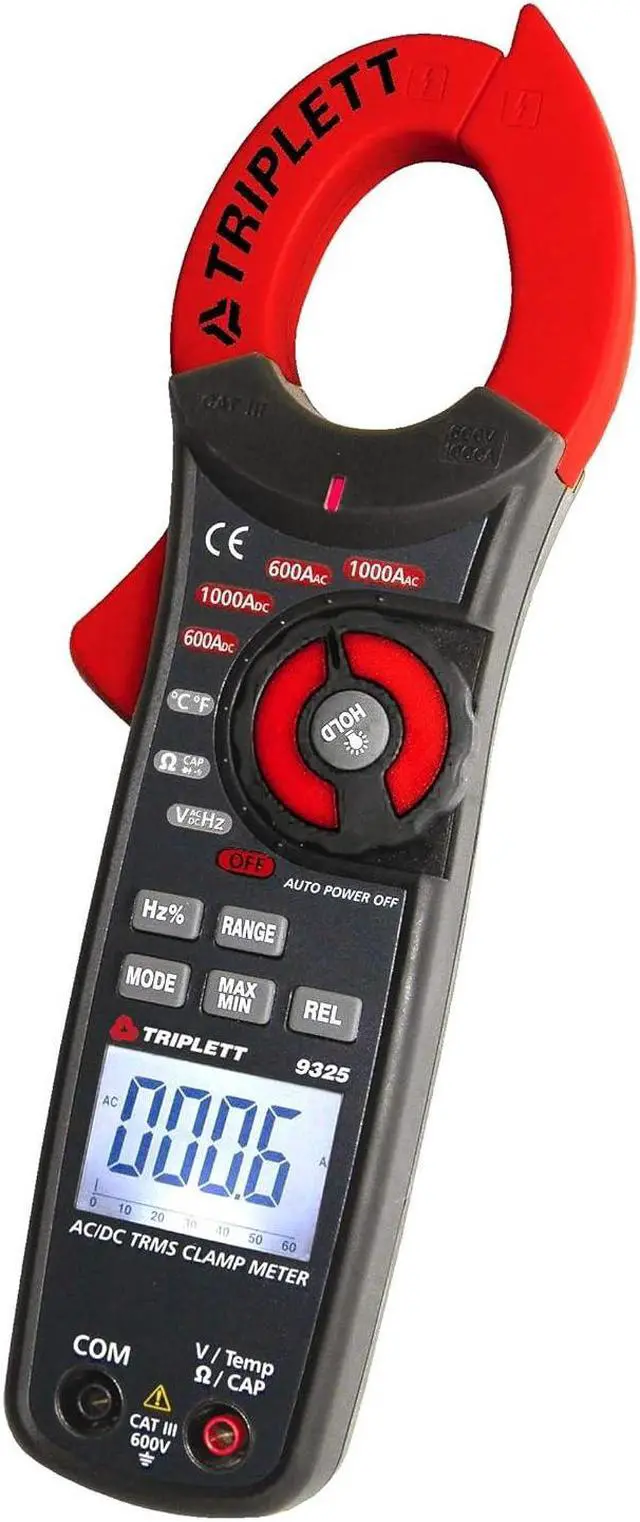 Alt view image 2 of 5 - 6000 Count Clamp-On Digital Multimeter - AC/DC Current, AC/DC Voltage, Resistance, Frequency, Capacitance, Temperature, Continuity, Diode Check, and Duty Cycle (9325)