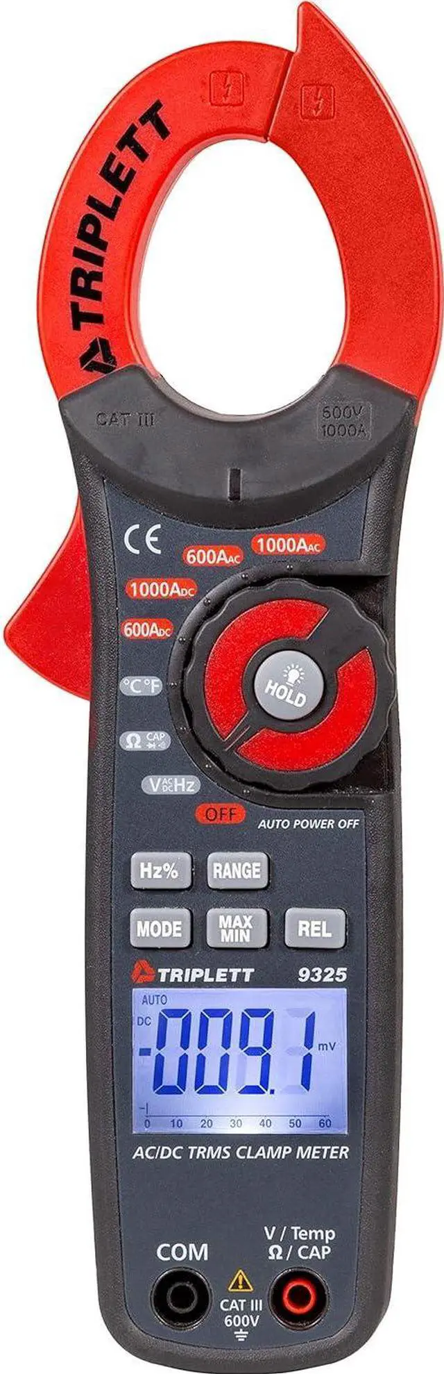 Alt view image 5 of 5 - 6000 Count Clamp-On Digital Multimeter - AC/DC Current, AC/DC Voltage, Resistance, Frequency, Capacitance, Temperature, Continuity, Diode Check, and Duty Cycle (9325)