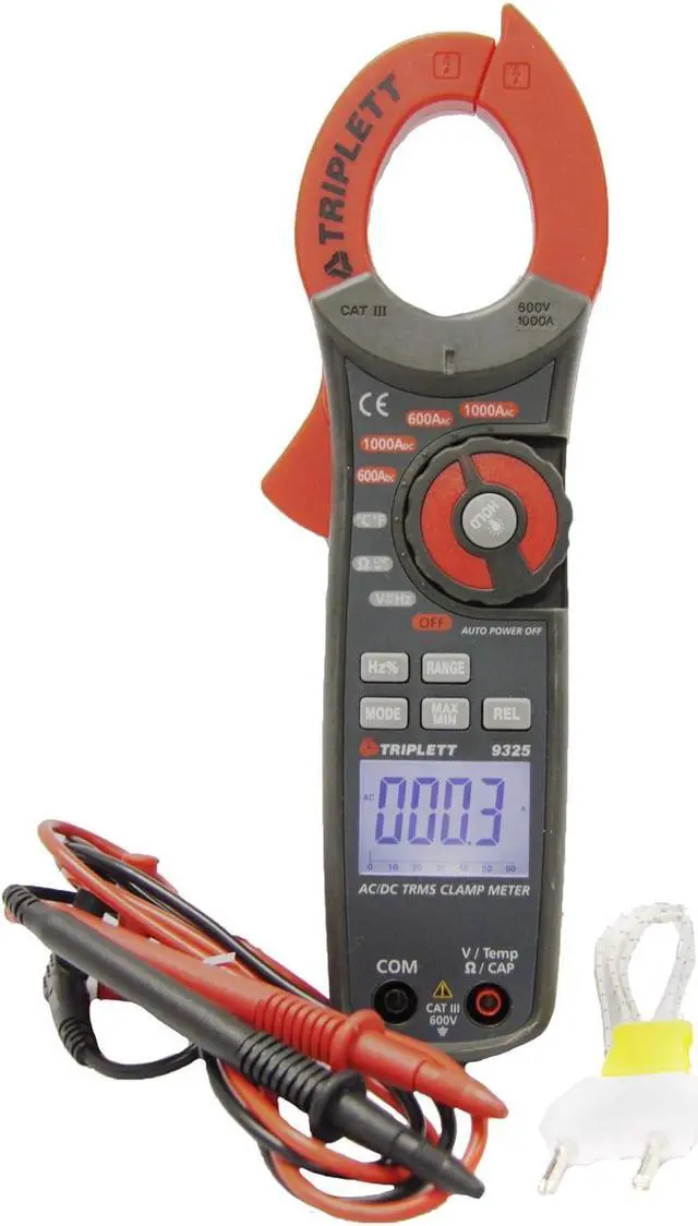 Alt view image 3 of 5 - 6000 Count Clamp-On Digital Multimeter - AC/DC Current, AC/DC Voltage, Resistance, Frequency, Capacitance, Temperature, Continuity, Diode Check, and Duty Cycle (9325)