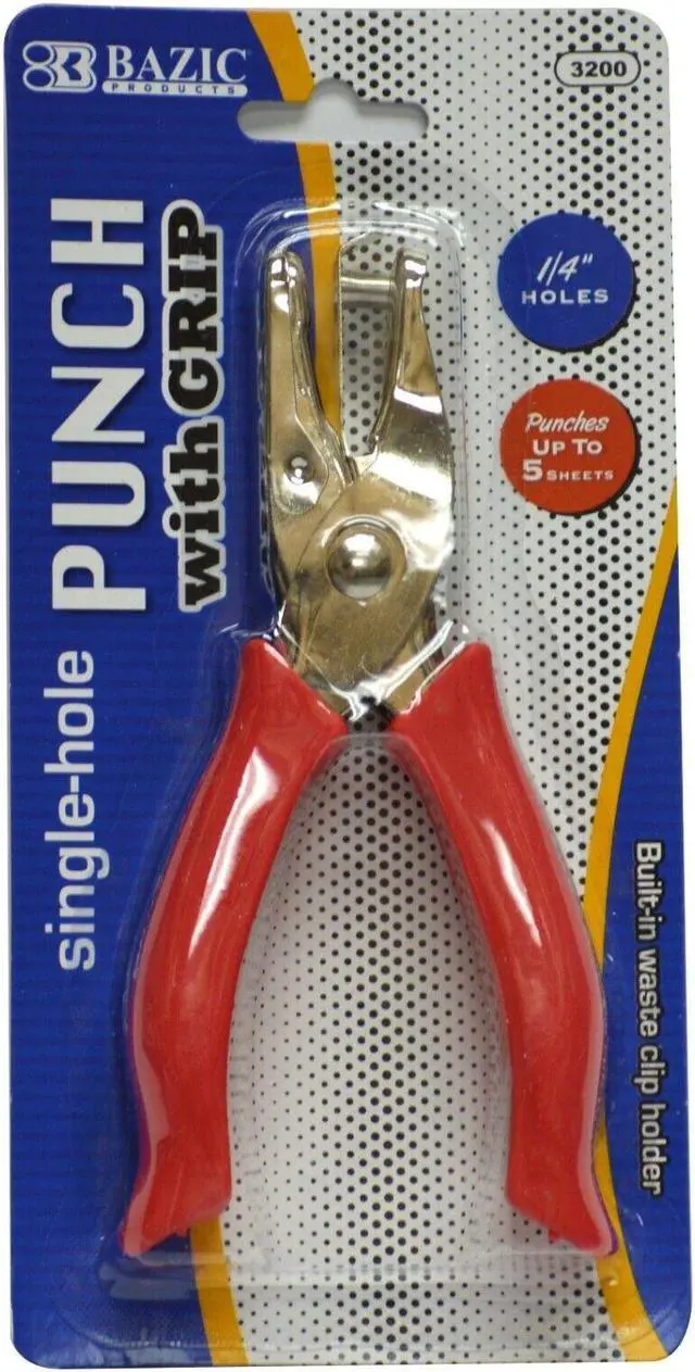 Alt view image 2 of 4 - Rubber Grip Hand Paper Punch Single Hole 1/4" Round Circle - Random Color