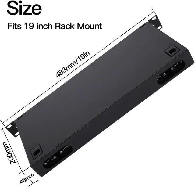 Alt view image 4 of 7 - 12 Duplex 24 Port LC-OS1 Rack Mount Enclosure Box + Splice Trays Fiber Cables Spool SingleMode LC-UPC Kit (Include 1M 24Strand Pigtail+24 Core LGX Loaded Patch Panel - Fits 19" Racks Cabinet