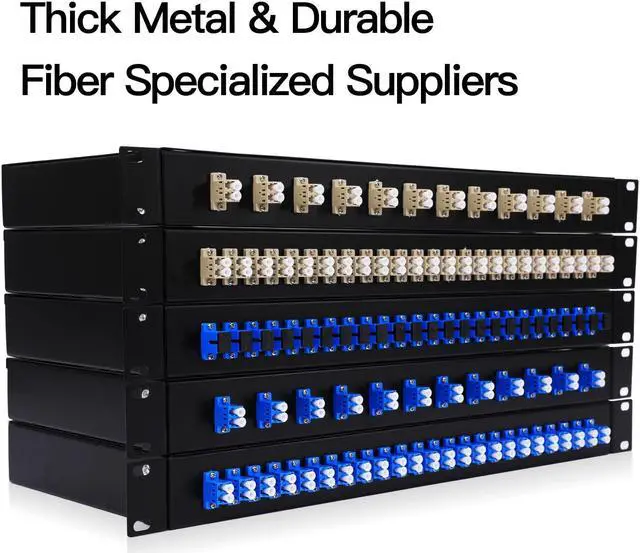 Alt view image 7 of 7 - 12 Duplex 24 Port LC-OS1 Rack Mount Enclosure Box + Splice Trays Fiber Cables Spool SingleMode LC-UPC Kit (Include 1M 24Strand Pigtail+24 Core LGX Loaded Patch Panel - Fits 19" Racks Cabinet