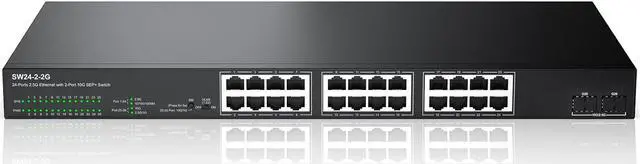 Main image of 24 Port 2.5G Ethernet Switch Unmanaged Network Switch with 24 x 2.5 Gigabit | 2 x 10G SFP+ | Work with 10-100-1000Mbps Devices | 160G Bandwidth | Plug & Play | Fanless Quiet Metal Internet Switch