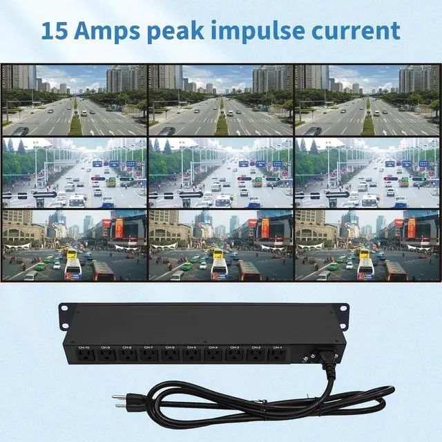 Alt view image 5 of 7 - PDU Power Strip Surge Protector,10 Outlet 1U Network-Grade Full Metal PDU Power Strip with Rackmount,100V-240V/15A Designed for Server Rack