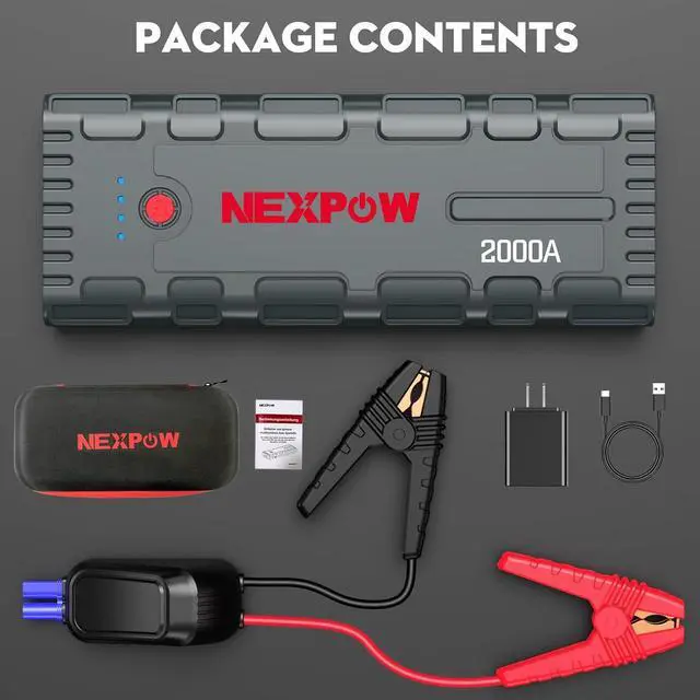 Alt view image 3 of 7 - 2000A Peak Car Jump Starter with USB Quick Charge 3.0 (Up to 7.0L Gas or 6.5L Diesel Engine), 12V Portable Battery Starter, Battery Booster with Built-in LED Light