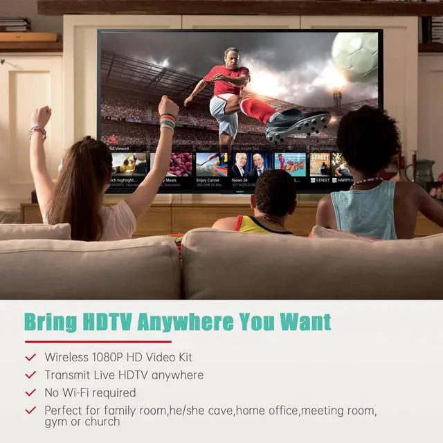 Alt view image 3 of 7 - Wireless HDMI Transmitter and Receiver Extender 1x4-200m(656Ft) 5.8GHz 1080P@60Hz Audio Video Extender Kit with IR and HDMI Loop-Out for TV,DSLR Camera,Projector,DVR,Laptop,PS5,Switch