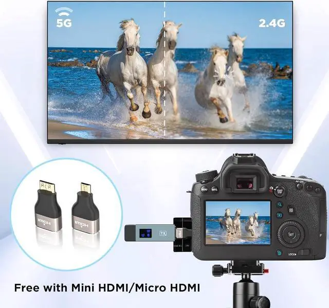 Alt view image 7 of 7 - Wireless Hdmi Transmitter and Receiver, Wireless HD Extender Plug & Play Portable 2.4G/5G with LED Screen Wireless Hdmi Kit for Streaming Video and Audio to Monitor from Laptop/Pc/Tv Box/Projector