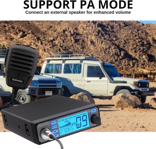 Alt view image 4 of 6 - Radioddity CB-500 CB Radio Mobile Transceiver with Noise Reduction, AM FM, 4W Power Output, Instant Emergency Channel 9/19, Support PA System, and 7 Color Backlit Display, for Truckers