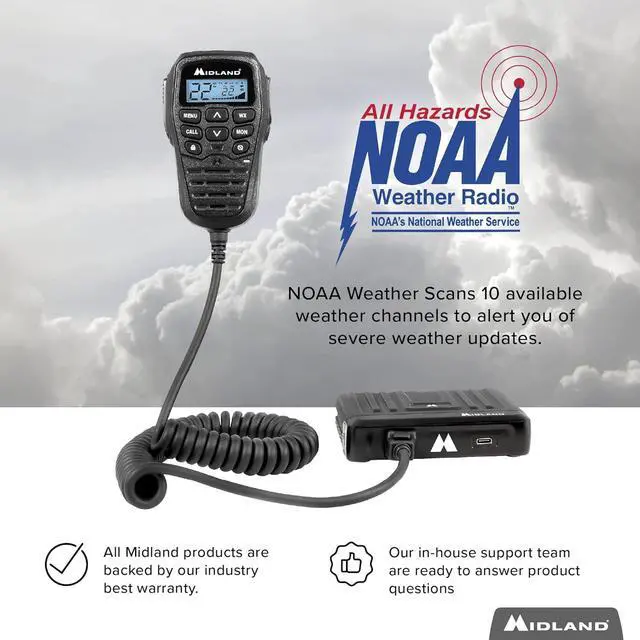 Alt view image 7 of 7 - MXT275 MicroMobile® GMRS Radio  15 watts Two-Way Radio with Integrated Control Microphone  Overland Caravanning Tractors  Detachable External Magnetic Mount Antenna - 8 Repeater Channels
