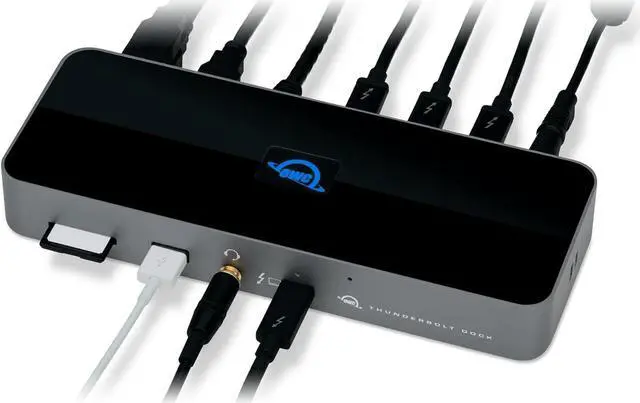 Alt view image 3 of 6 - 11-Port Thunderbolt Dock, 96W charging, 8K display or two 5K displays, 3 x Thunderbolt, 4 x USB, GbE, Audio, SD, Compatbile M1/M2 Macs, Thunderbolt 3 Macs, Thunderbolt 4 PCs, and USB-C Devices