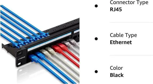 Alt view image 7 of 7 - 24 Port RJ45 Patch Panel Cat6 Feed Through, Coupler Network Patch Panel 19 Inch, Inline Keystone Ethernet Patch Panel with Back Bar