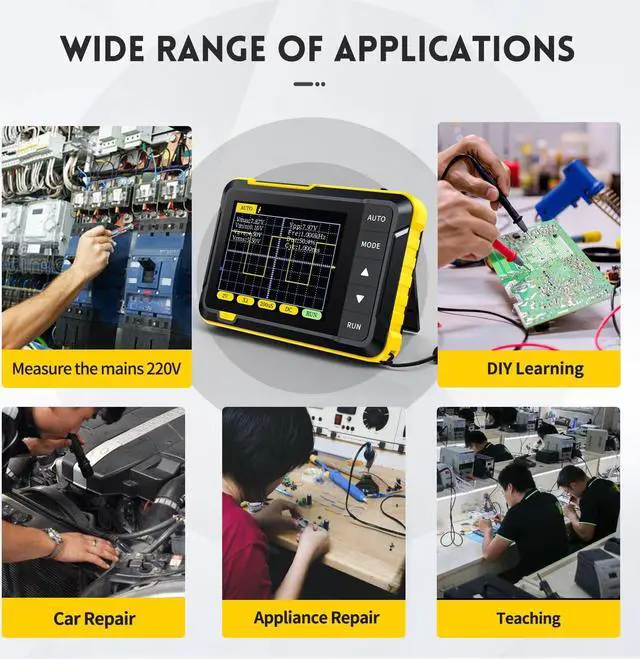 Alt view image 3 of 7 - DSO152 Oscilloscope - 2.8" TFT Handheld Digital Oscilloscope Kit Portable Automotive Oscilloscope, 2.5MS/s High Sampling Rate, 200KHz Bandwidth, Trigger Function Auto/Nomal/Single