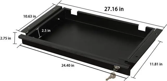 Alt view image 6 of 6 - Pull-Out Desk Drawer - Office Storage Organizer Mounts Easily, Space-Saving Slide-Out drawer for Under Desk (24.4 in Internal Width)