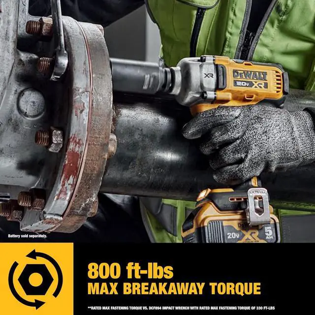 Alt view image 4 of 7 - 20V MAX Cordless Impact Wrench, 1/2" Hog Ring, Includes LED Work Light and Belt Clip, Bare Tool Only (DCF891B)