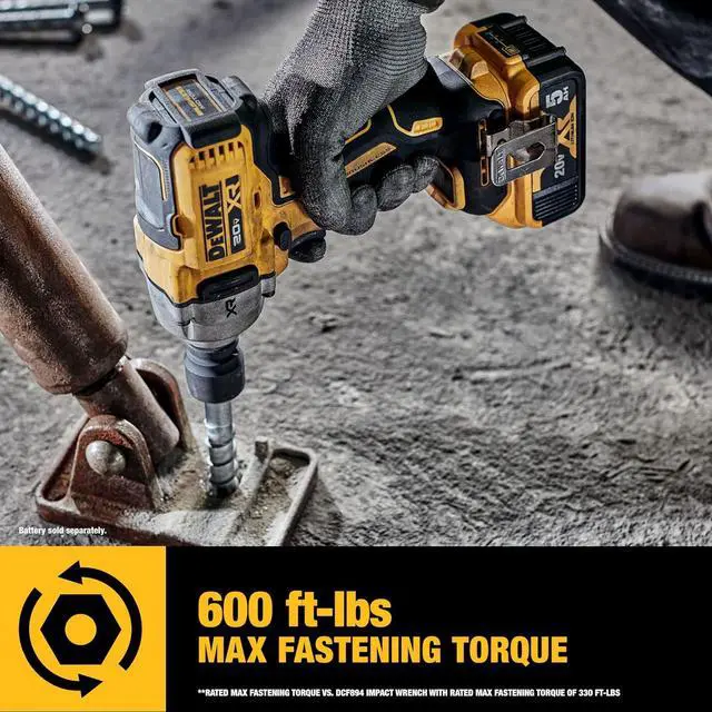 Alt view image 5 of 7 - 20V MAX Cordless Impact Wrench, 1/2" Hog Ring, Includes LED Work Light and Belt Clip, Bare Tool Only (DCF891B)