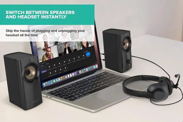 Alt view image 3 of 7 - T60 2.0 Compact Hi-Fi Desktop Speakers with Clear Dialog and Surround by Sound Blaster, USB-C Audio, Mic and Headset Ports, Bluetooth 5.0, Up to 60W Peak Power, for Computers and Laptops