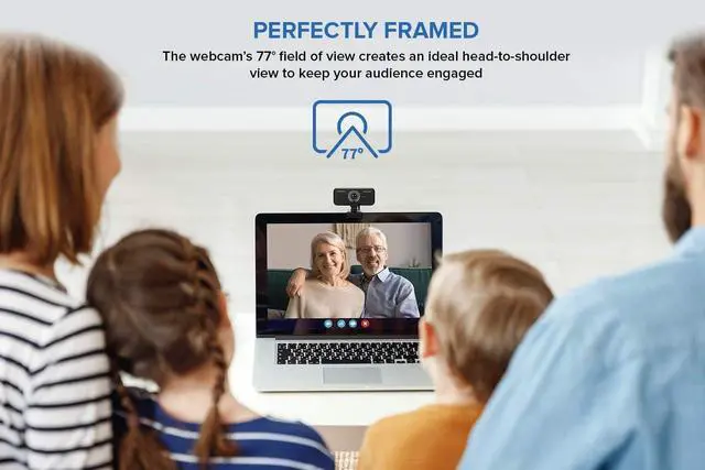 Alt view image 4 of 7 - Cam Sync 1080p V2 Full HD Wide-Angle USB Webcam with Auto Mute and Noise Cancellation for Video Calls, Improved Dual Built-in Mic, Privacy Lens Cap, Universal Tripod Mount