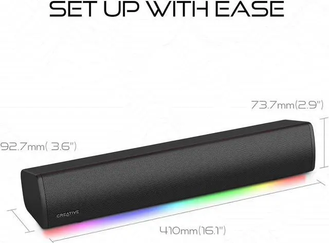 Alt view image 5 of 6 - Sound Blaster GS3 Compact RGB Gaming Soundbar with SuperWide Technology, Powered via USB, Bluetooth 5.4, Headphone-Out Port, for PC and Mac