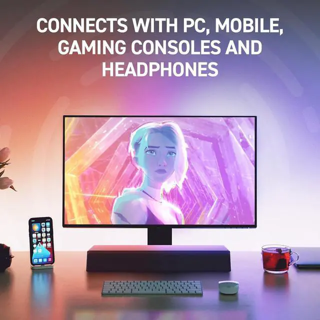Alt view image 5 of 6 - Mini Compact Under-Monitor Soundbar with Bluetooth 5.3, USB Digital Audio, for PC and Mobile