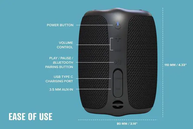 Alt view image 3 of 7 - Portable Bluetooth 5.0 Speaker, IPX7 Waterproof for Outdoors, Up to 10 Hours of Battery Life, with Siri and Google Assistant (Black)