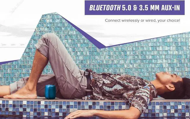 Alt view image 4 of 7 - Portable Bluetooth 5.0 Speaker, IPX7 Waterproof for Outdoors, Up to 10 Hours of Battery Life, with Siri and Google Assistant (Black)
