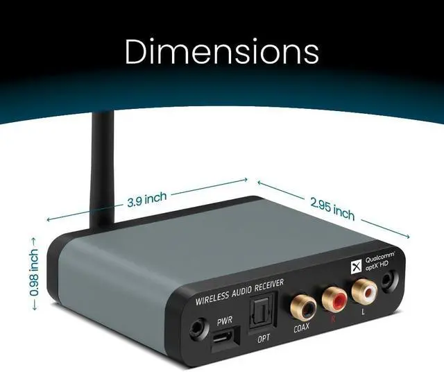 Alt view image 3 of 7 - Bluetooth Receiver, True Hi-Fi Bluetooth v5.1 Audio Receiver with Built-in TI DAC for Analog Stereo RCA Output, Digital Coaxial and Optical Output with Enhanced Working Range