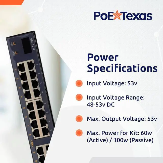 Alt view image 4 of 6 - PoE Texas - 24 Port 802.3bt Managed PoE Injector - Network Power over Ethernet Gigabit Injector PoE Adapter with App & Web Control - 80 Watts Per Port for Smart Lighting, PTZ & NDI Cameras and More