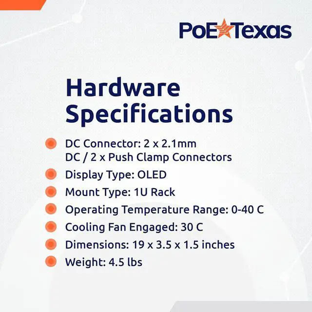 Alt view image 5 of 6 - PoE Texas - 24 Port 802.3bt Managed PoE Injector - Network Power over Ethernet Gigabit Injector PoE Adapter with App & Web Control - 80 Watts Per Port for Smart Lighting, PTZ & NDI Cameras and More