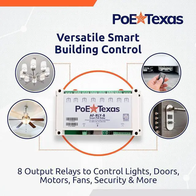 Alt view image 4 of 6 - PoE Texas 8 Channel PoE-Enabled Relay Controller - 8 Channel Output + 8 Channel Input Network PoE Powered Relay Module - DIY Easy to Program Smart Relay Switch - Office and Home Automation Hubs