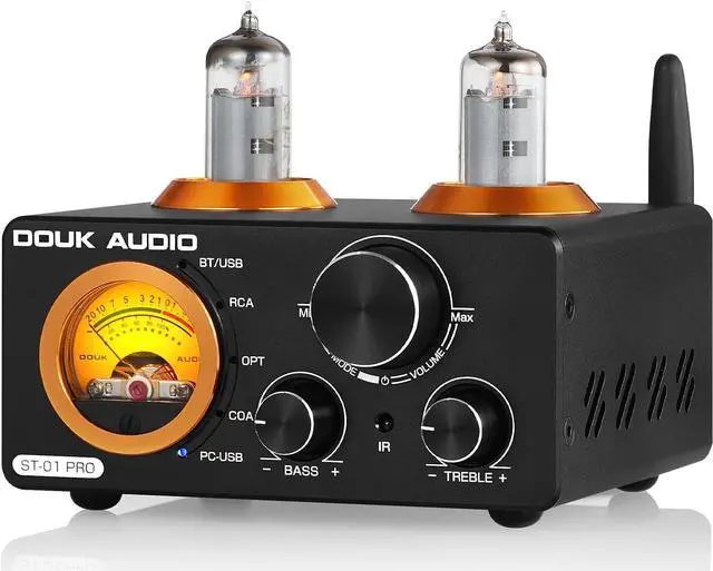 Main image of Audio ST-01 PRO 200W Bluetooth Amplifier, 2 Channel Vacuum Tube Power Amp with USB DAC/Coaxial Optical Inputs/VU Meter/Treble Bass Control for Home Theater/Stereo Speakers (Upgrade Version)