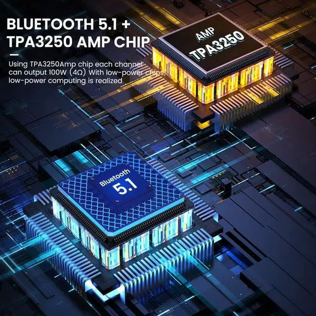 Alt view image 6 of 6 - T9 PRO 200W Bluetooth Amplifier HiFi Digital Class D Power Amp 2.0/2.1 Channel Vacuum Tube DAC Amp with VU Meter & Bass Treble Bluetooth 5.1 Coaxial Optical PC-USB inputs