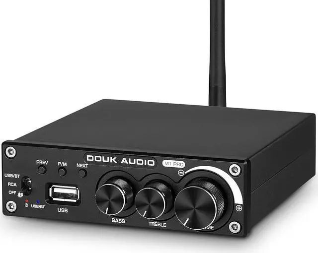 Main image of Audio M1 PRO 320W Bluetooth Power Amplifier, 2 Channel Audio Amp, Wireless Receiver, for Home Stereo Speakers/Active Subwoofer, with Treble & Bass Control/U-Disk Music Player