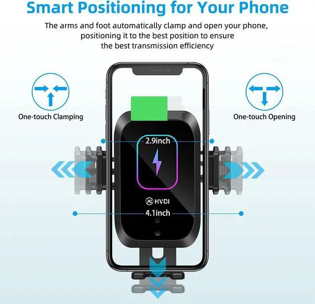 Alt view image 2 of 6 - Wireless Car Charger-Cup Holder Phone Mount,Automatic Infrared Smart Sensor Clamping Qi 15W Fast Universal Adjustable Cell Phone Wireless Charging Air Vent Cradle