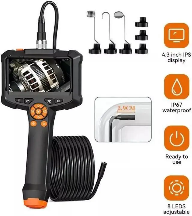 Alt view image 2 of 7 - Endoscope Inspection Camera 4.3 Inch Screen Industrial Waterproof 33Ft Snake