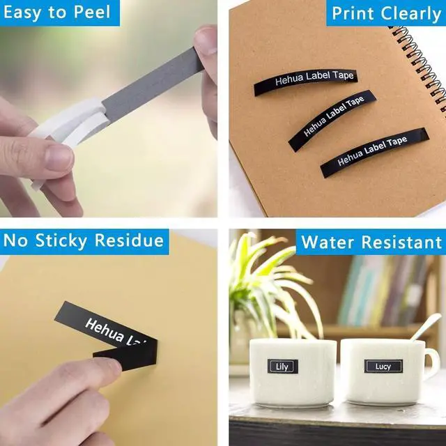Alt view image 5 of 5 - 3pk WHITE ON BLACK Label Maker Tape 12mm TZ335 TZe335 Compatible Br other P-Touch