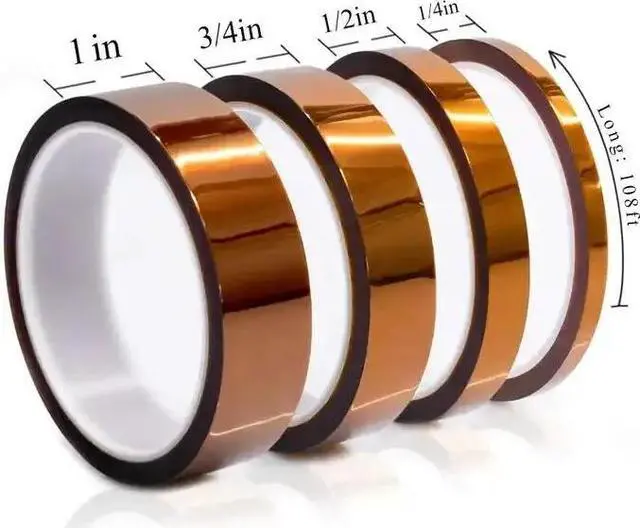 Alt view image 7 of 7 - 4x Polyimide High Temperature Tape Heat Resistant Kapton 1/8, 1/4", 1/2", 1"