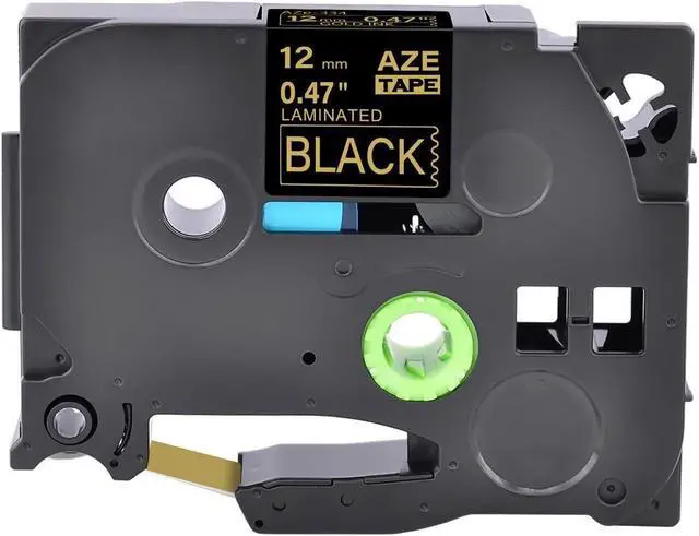 Alt view image 2 of 5 - 5 Pack Tape for Br other P-Touch TZe Label Maker 12mm GOLD Ink on Laminated BLACK