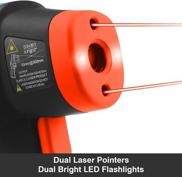Alt view image 2 of 7 - BT-1500 Pyrometer 30:1 Industrial Laser Thermometer Gun, -58 to 2732 Non Contact High Temp Infrared Thermometer Digital IR Temperature Gauge Orange(NOT for Human Temp Test)