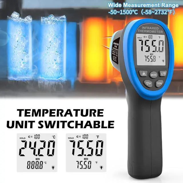 Alt view image 3 of 7 - BT-1500 Non-Contact Pyrometer 30:1 Industrial Laser Thermometer Gun, -58 to 2732 (-50 ~ 1500) High Temp Infrared Thermometer (NOT for Human)