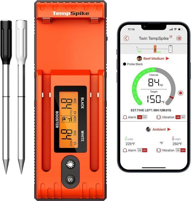 Main image of Twin TempSpike Wireless Meat Thermometer with 2 Meat Probes, 500FT Bluetooth Meat Thermometer with LCD-Enhanced Booster for Turkey Beef Rotisserie BBQ Grill Oven Smoker Thermometer