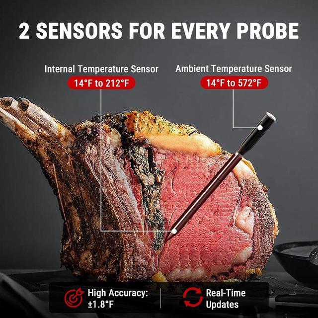 Alt view image 5 of 7 - Twin TempSpike Wireless Meat Thermometer with 2 Meat Probes, 500FT Bluetooth Meat Thermometer with LCD-Enhanced Booster for Turkey Beef Rotisserie BBQ Grill Oven Smoker Thermometer