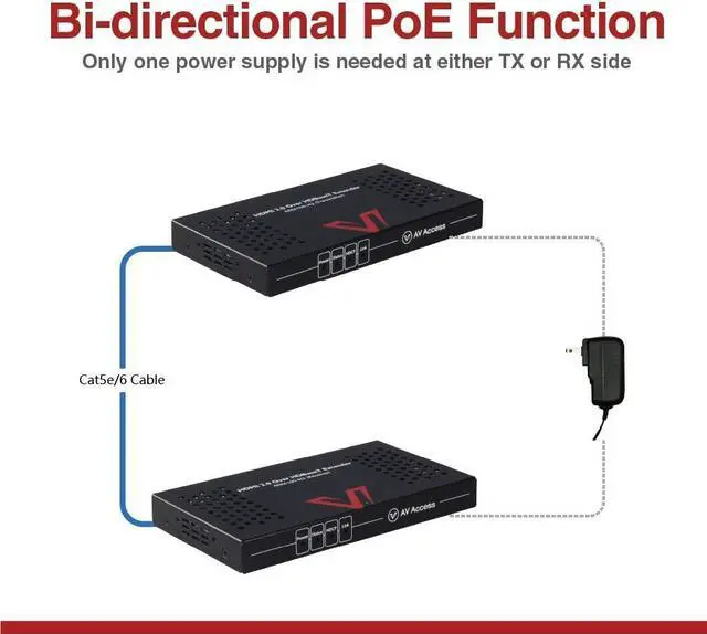 Alt view image 2 of 7 - HDBaseT HDMI Extender Over Cat5e/6/6a/7 Ethernet up to 330ft/100m 4K@60Hz, Supports HDCP2.2, HDMI2.0, Bi-Directional IR and RS232 Pass-Through, Auto EDID, PoE, CEC, Dolby Vision (4KEX100-H2)
