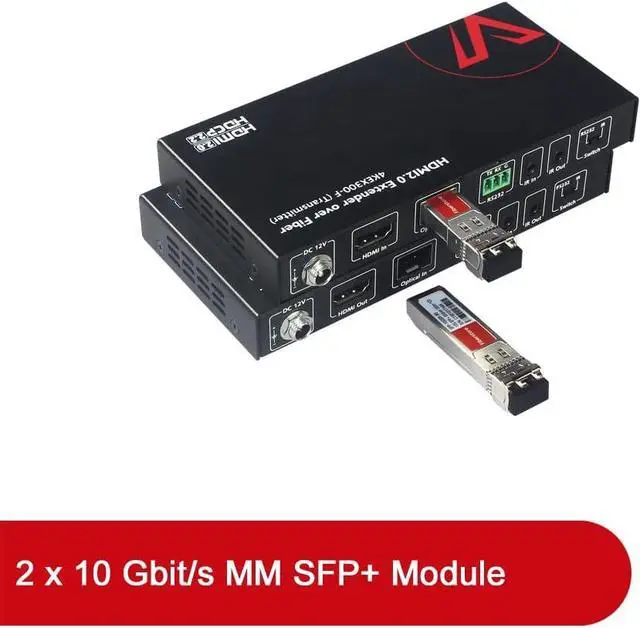 Main image of HDMI Extender Over Fiber Optic, HDMI 2.0 4K60Hz YUV4:4:4 18Gbps Over Fiber Optical Cable up to 1000ft, HDCP2.2, HDR10, 5.1/7.1CH, Dolby Atmos, Two-Way IR+RS232