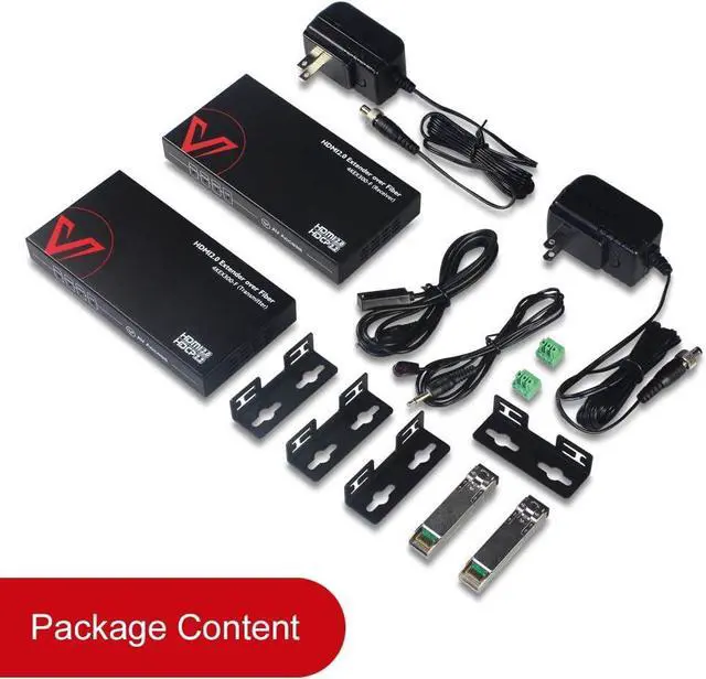 Alt view image 4 of 4 - HDMI Extender Over Fiber Optic, HDMI 2.0 4K60Hz YUV4:4:4 18Gbps Over Fiber Optical Cable up to 1000ft, HDCP2.2, HDR10, 5.1/7.1CH, Dolby Atmos, Two-Way IR+RS232