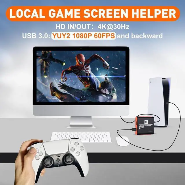 Alt view image 6 of 6 - Capture Card for Nintendo Switch with 4K Pass-Through, USB3.0 1080P 60FPS HDMI Video Cam Link Game Capture for Streaming, Work with Xbox PS4 PS5 PC DSLR for OBS Twitch Live Broadcasting and Recording
