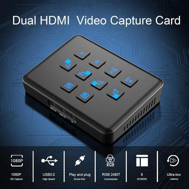 Alt view image 5 of 7 - Dual HDMI Video Capture Card with 4K 60HZ Dual HDMI Input, 1080P 60Fps Capture Card for Streaming, Game Recording Broadcasting on Xbox Series X/S, PS5/PS4/Pro, OBS and PC/Mac(with Stream Switcher)