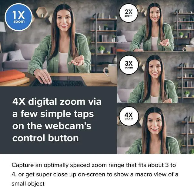 Alt view image 5 of 7 - Cam Sync V3 2K QHD USB Webcam with 4X Digital Zoom (4 Zoom Modes from Wide Angle to Narrow Portrait View), Privacy Lens, 2 Mics, for PC and Mac